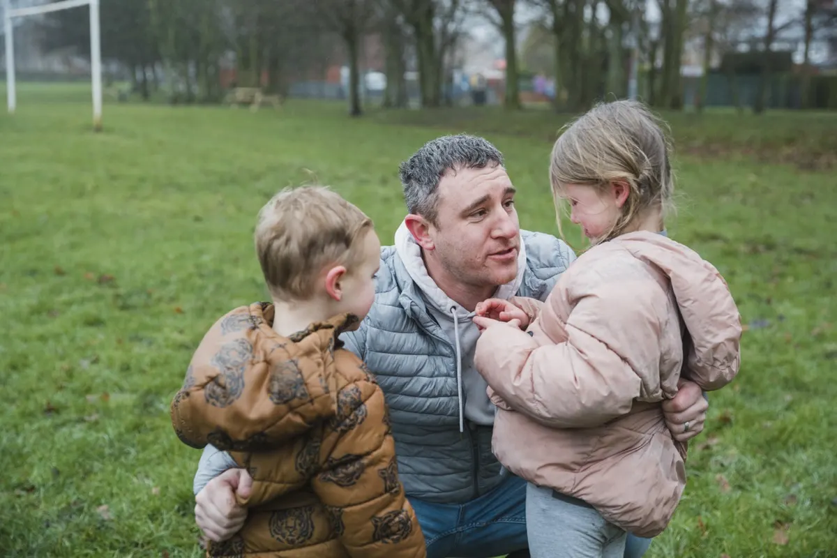 Father with his children outdoors